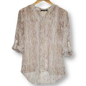 A.n.a. Printed Blouse 3/4 Sleeves Tan Size S
